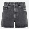 Shorts * | Off-White Diagonal Print Denim Shorts Gray