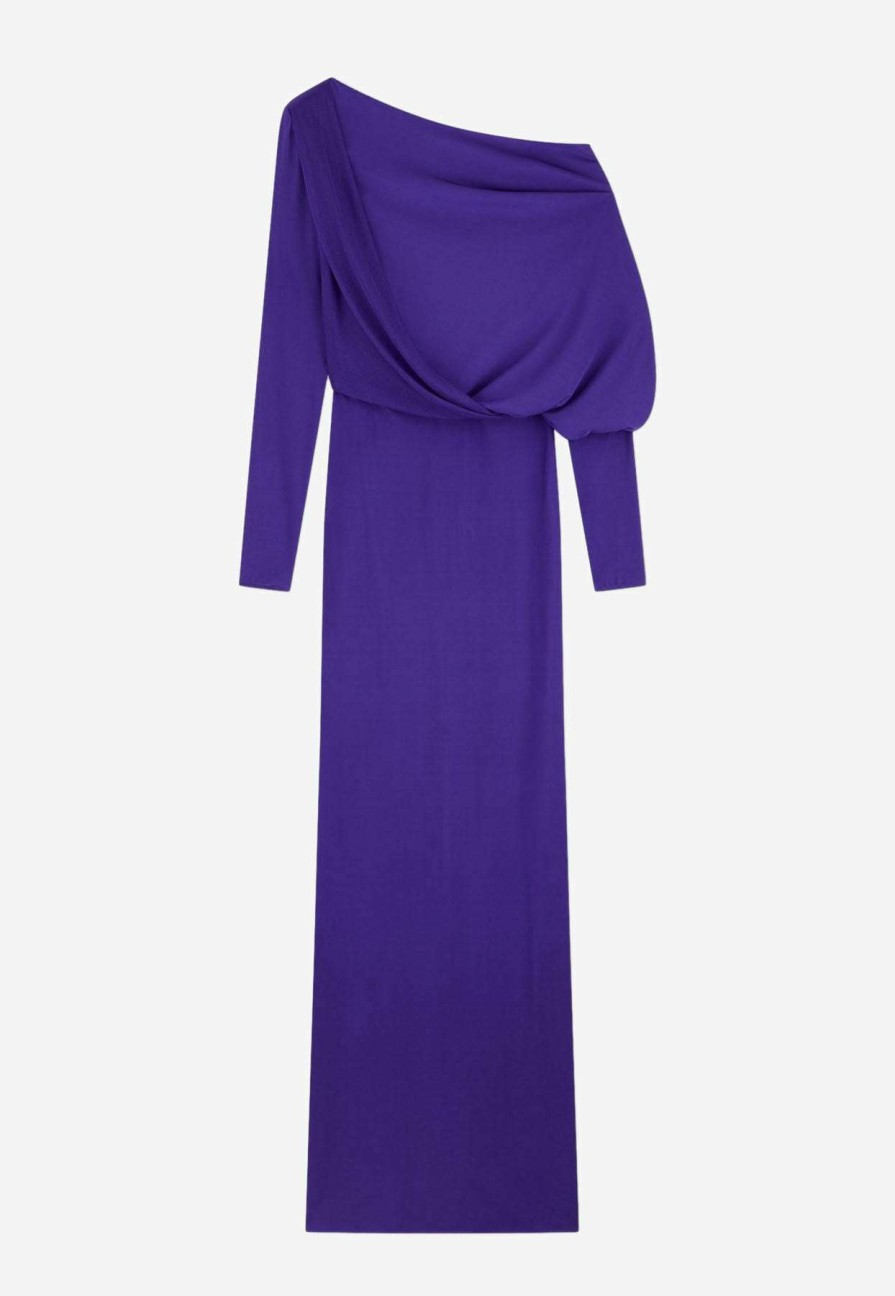 Dresses * | Tom Ford Off-Shoulder Draped Evening Gown Cobalt