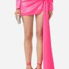 Skirts * | Magda Butrym Draped Sash Mini Skirt With 3D Flower Pink