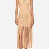 Evening * | Jonathan Simkhai Alisa Embroidered Fringe Midi Dress Beige