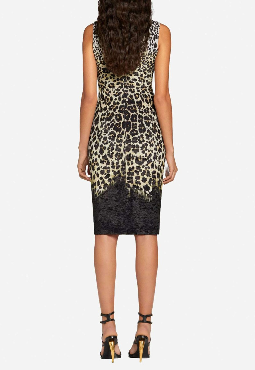 Dresses * | Roberto Cavalli Queen Of Sicily Leopard Print Midi Dress Multicolor