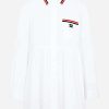 Dresses * | Miu Miu Logo Embroidery Shirt Dress White