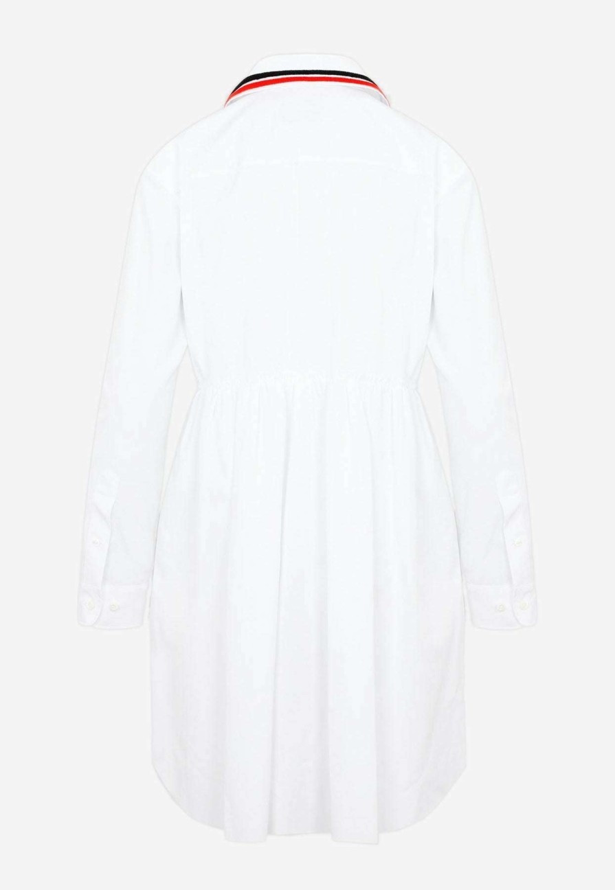 Dresses * | Miu Miu Logo Embroidery Shirt Dress White