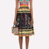 Evening * | Dolce & Gabbana Carretto Print Sweetheart-Neck Cotton Dress Multicolor