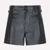 Shorts * | The Mannei Sakib High-Waist Leather Shorts Black