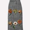 Skirts * | Dolce & Gabbana Houndstooth Flowers-Printed Midi Skirt Black