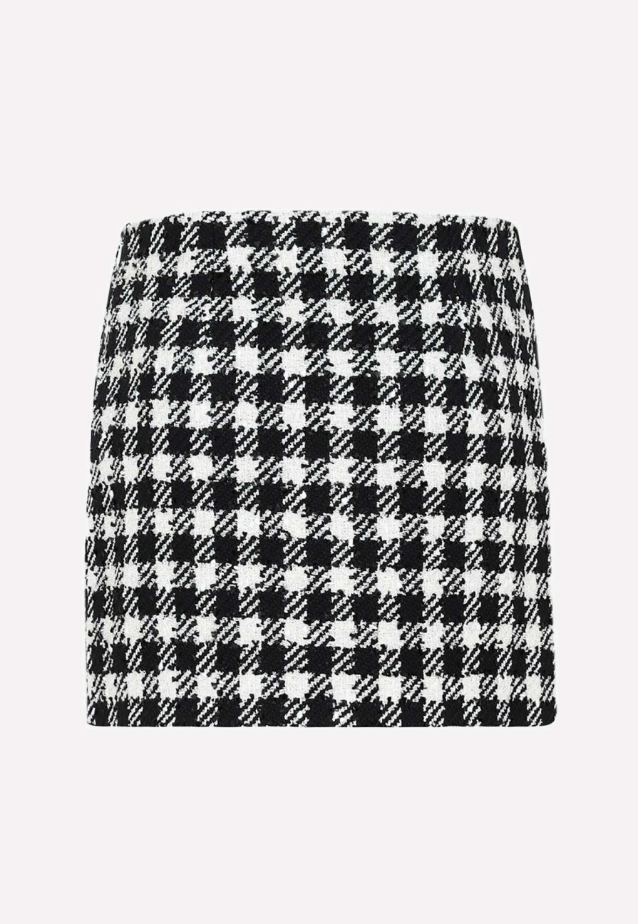 Skirts * | Alessandra Rich Vichy Tweed Mini Skirt Monochrome