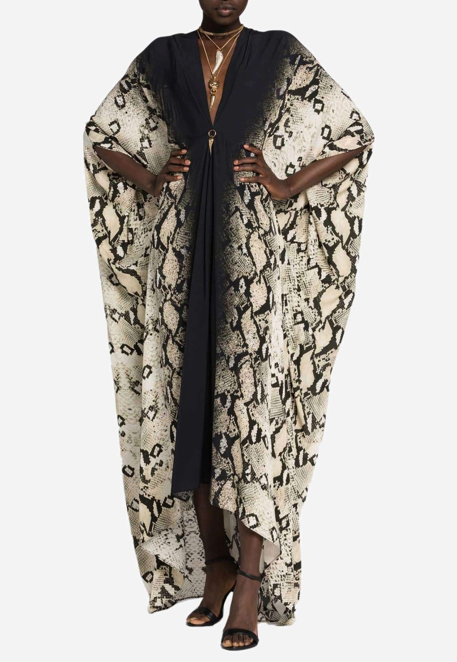 Dresses * | Roberto Cavalli Python-Print Kaftan Multicolor