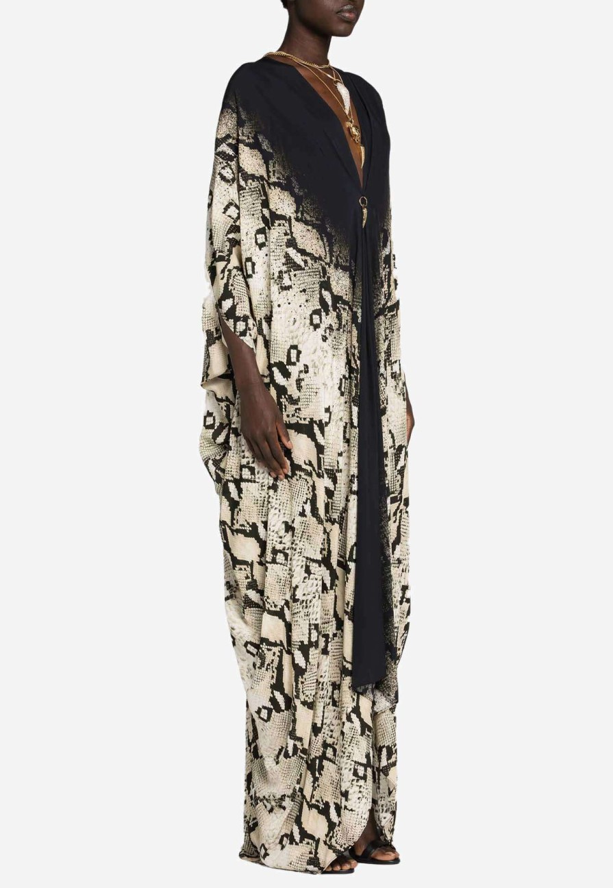 Dresses * | Roberto Cavalli Python-Print Kaftan Multicolor