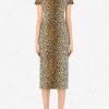 Dresses * | Dolce & Gabbana Animal Print Charmeuse Midi Dress Brown