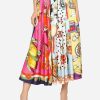 Skirts * | Dolce & Gabbana Mixed Panels Pleated Midi Skirt Multicolor