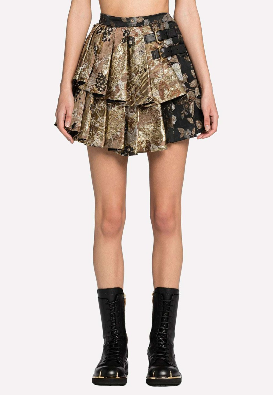 Skirts * | Roberto Cavalli Floral-Brocade Mini Skirt Multicolor