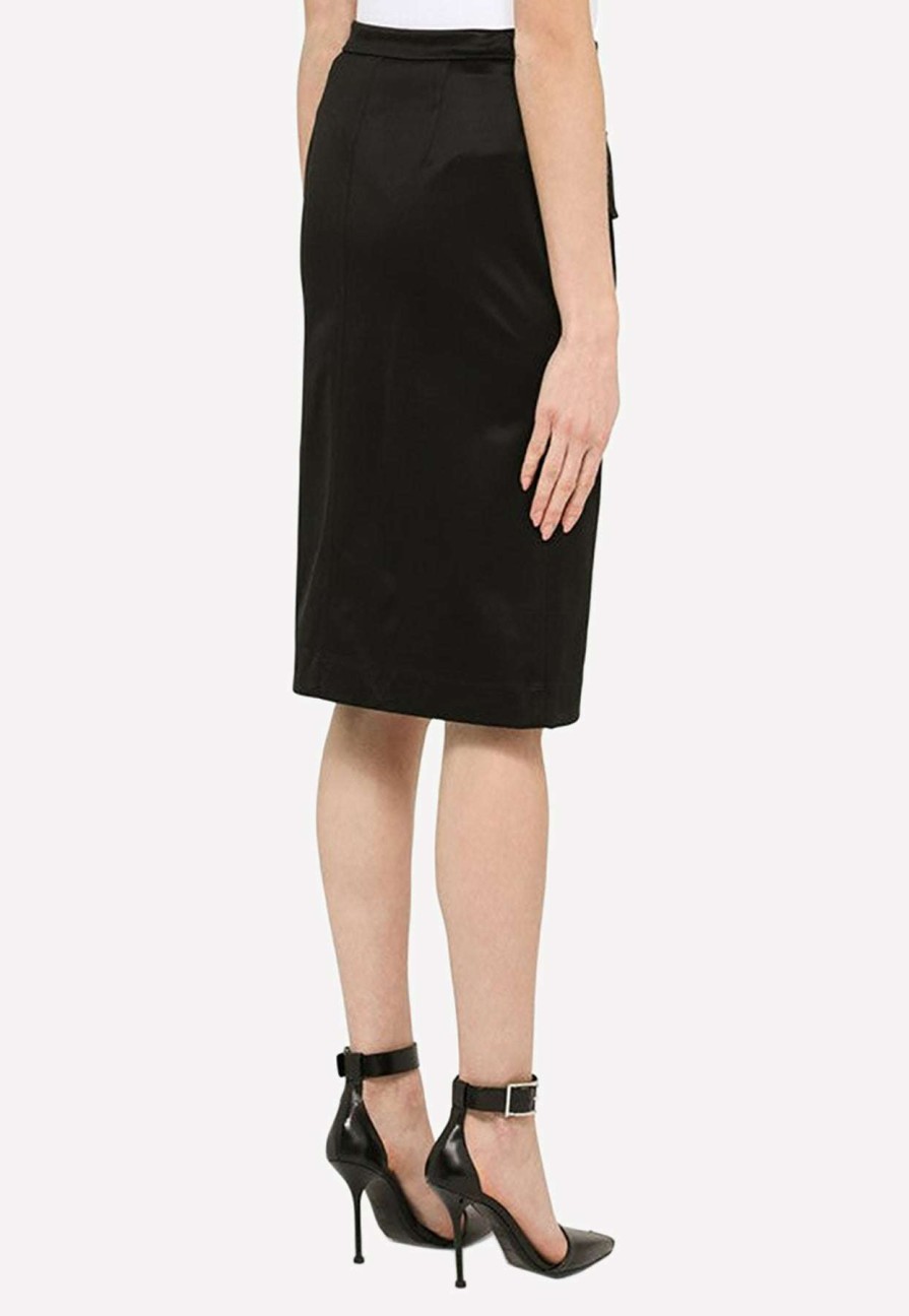 Skirts * | Givenchy Satin Zipped Knee-Length Skirt Black