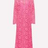 Dresses * | Valentino V Gold Floral Lace Kaftan Dress Fuchsia