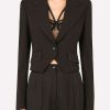 Evening * | Dolce & Gabbana Cordonetto Lace Trim Blazer In Wool Black