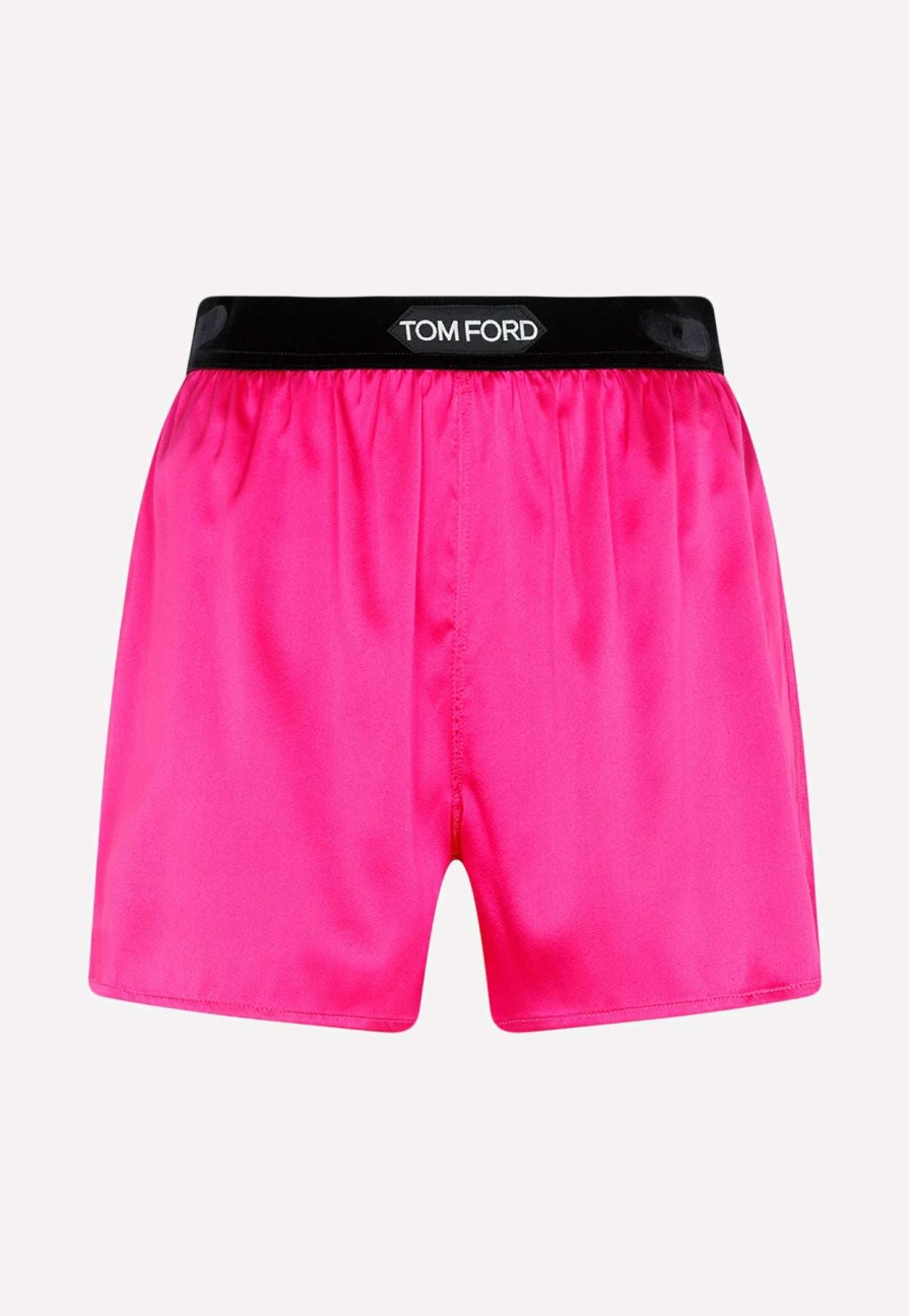 Shorts * | Tom Ford Logo Waistband Silk Shorts Pink