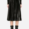 Skirts * | Dolce & Gabbana Flowing Lame Pleated Velvet Skirt Black