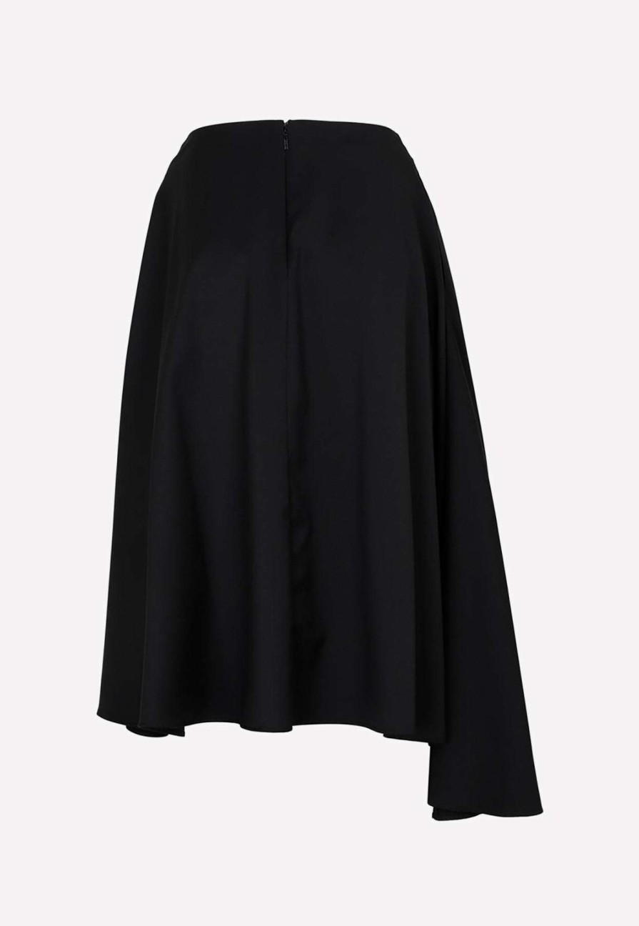 Skirts * | Loewe Draped Midi Asymmetric Skirt Black