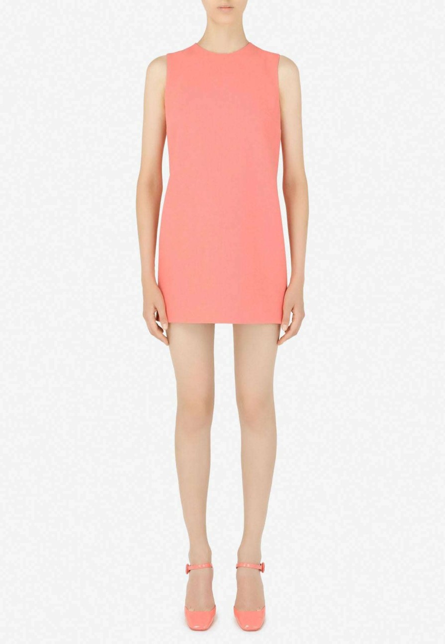 Dresses * | Dolce & Gabbana Mini Dress In Virgin Wool Pink