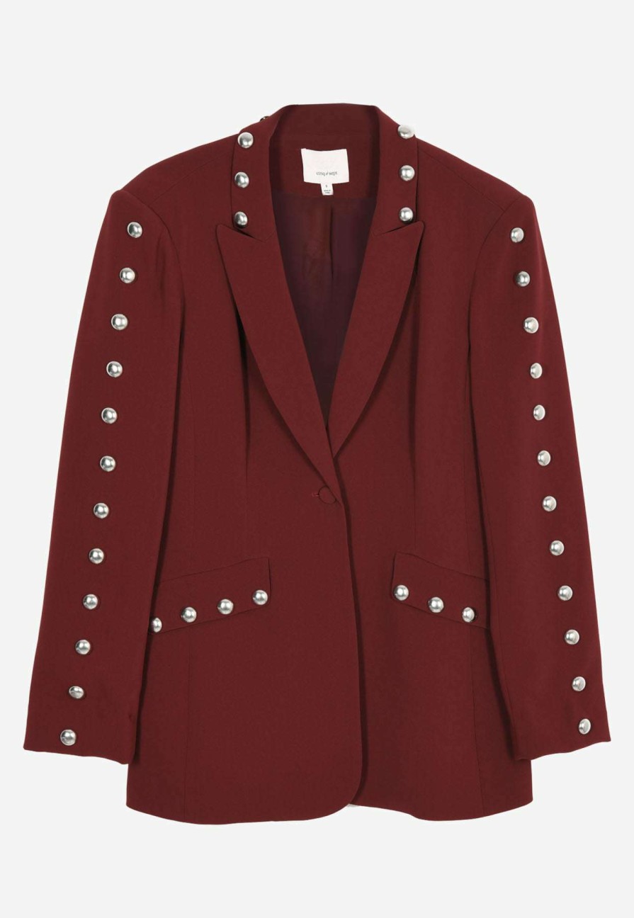 Evening * | Cinq A Sept Studded Dive Blazer Red