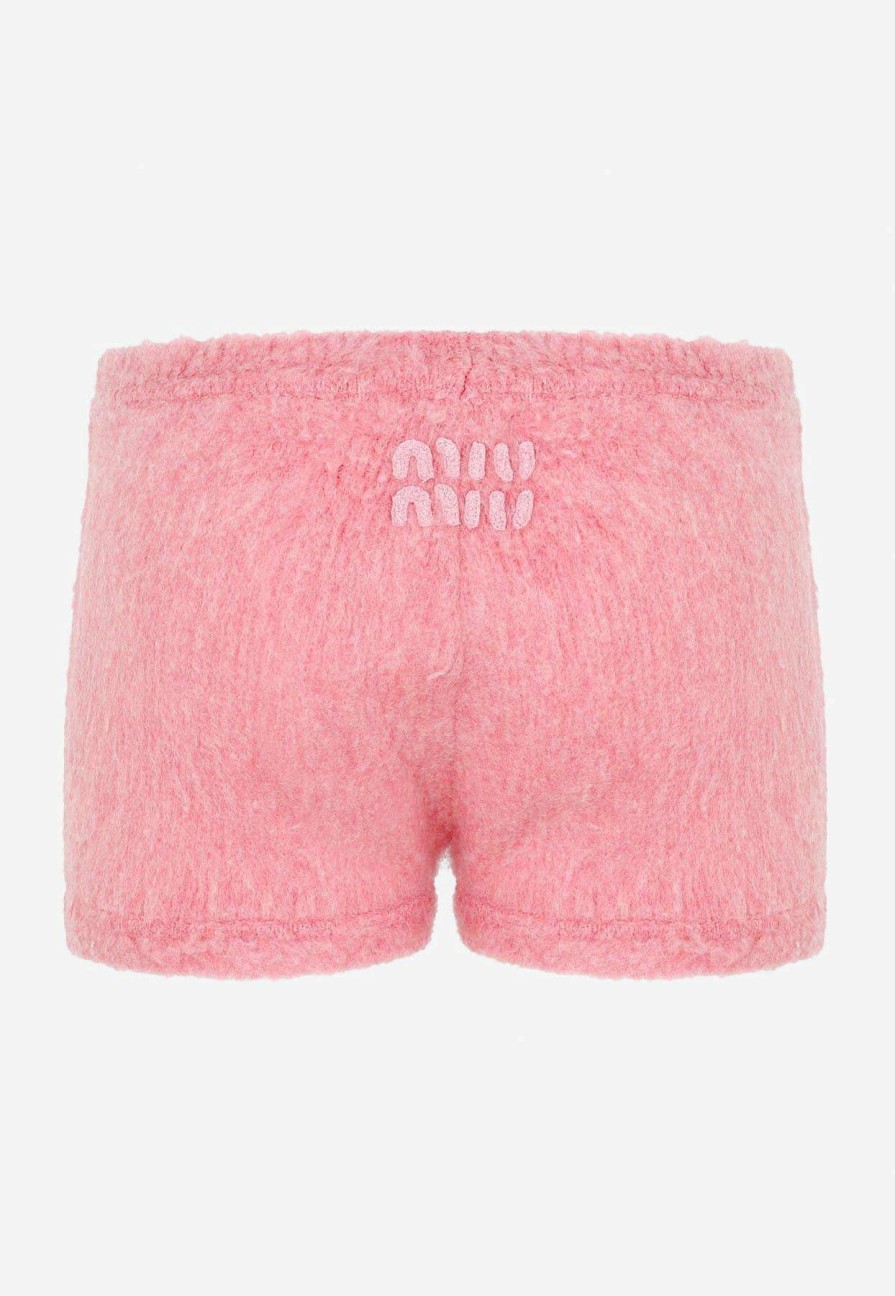 Shorts * | Miu Miu Logo Embroidered Mini Shorts Pink