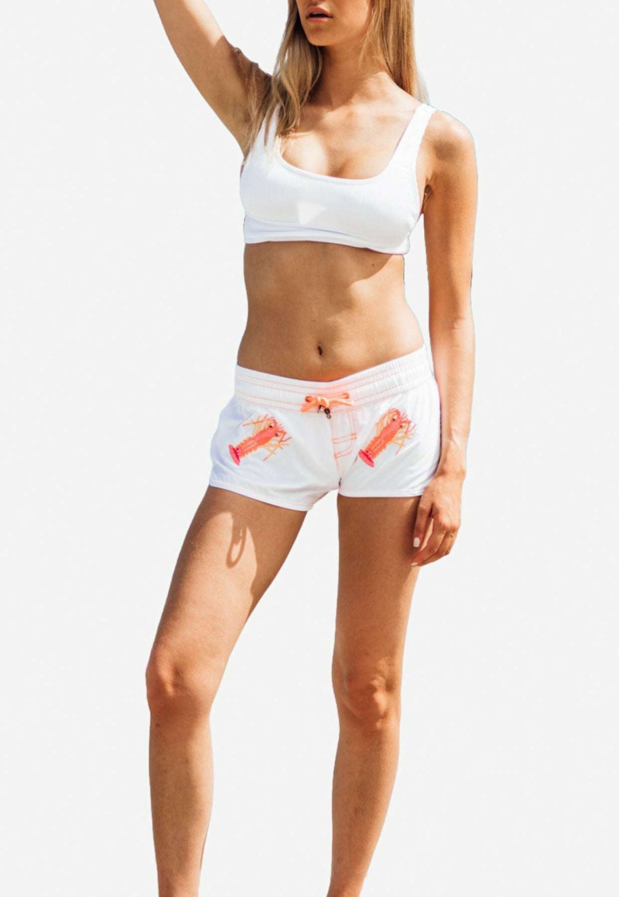 Shorts * | Les Canebiers Byblos All-Over Lobster Swim Shorts In White White