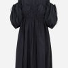 Dresses * | Cecilie Bahnsen Daniella Ruched Dress In Taffeta Black