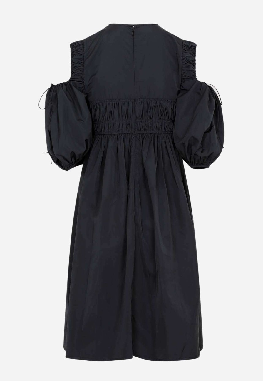 Dresses * | Cecilie Bahnsen Daniella Ruched Dress In Taffeta Black