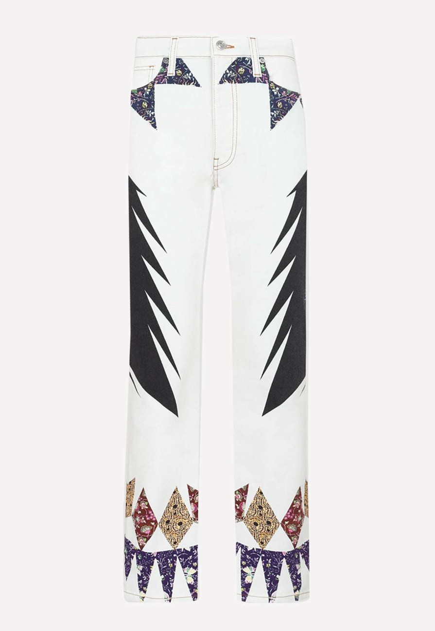 Evening * | Etro Straight-Leg Printed Jeans White