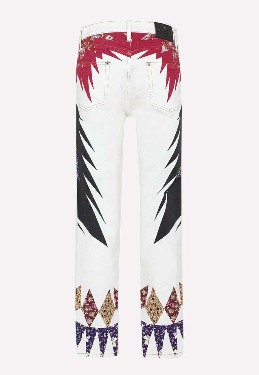 Evening * | Etro Straight-Leg Printed Jeans White