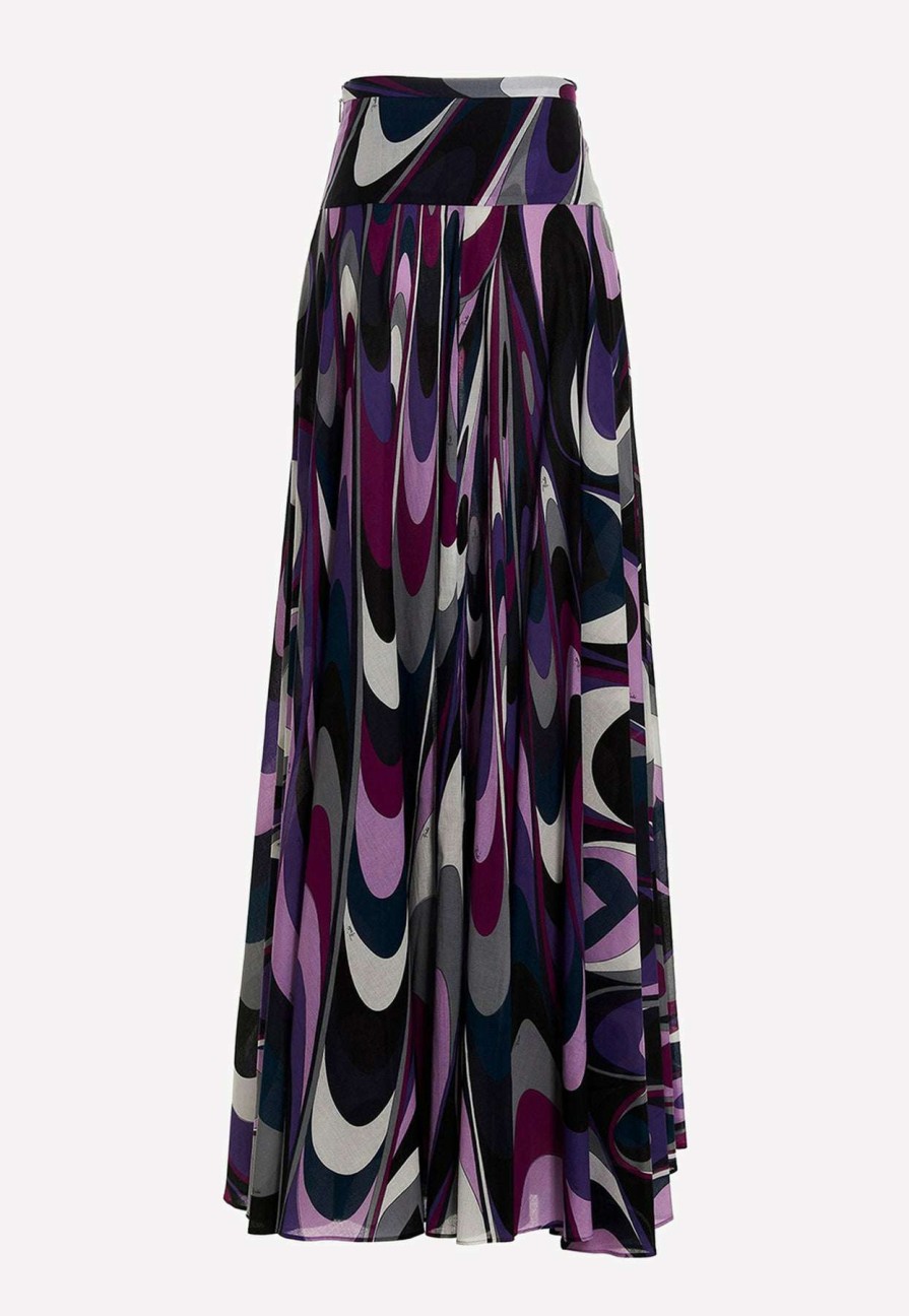 Skirts * | Emilio Pucci Onde-Print Maxi Skirt Multicolor