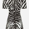 Evening * | Dolce & Gabbana Zebra Print Brocade Mini Dress Monochrome