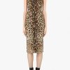 Evening * | Dolce & Gabbana Leopard Print Charmeuse Midi Dress Brown