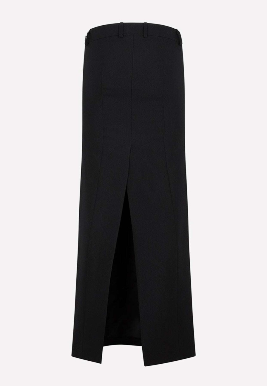 Skirts * | Balenciaga Tube Midi Skirt In Wool Black