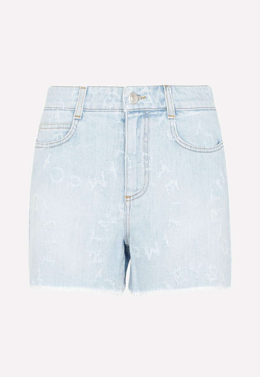 Shorts * | Stella Mccartney Laser Logo Denim Shorts Blue