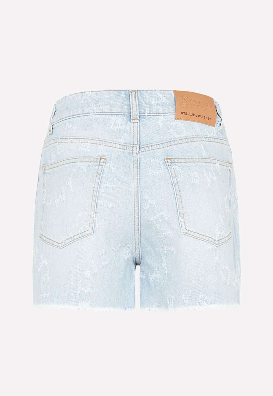 Shorts * | Stella Mccartney Laser Logo Denim Shorts Blue