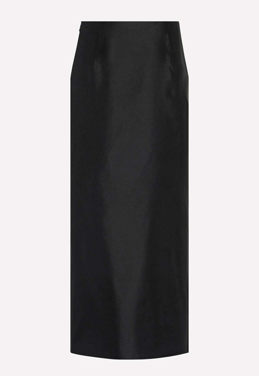 Skirts * | The Row Kanita Midi Silk Skirt Black