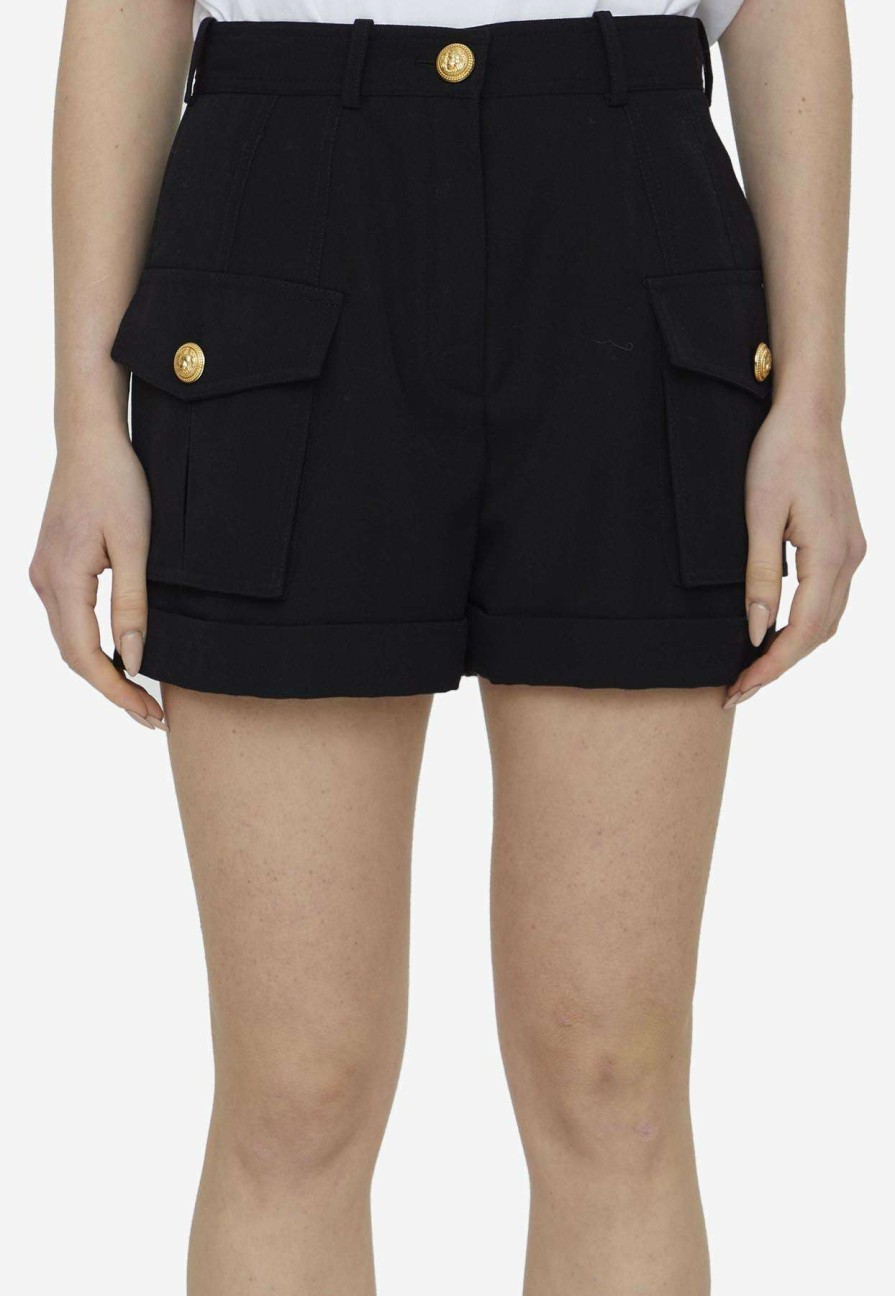 Shorts * | Balmain Grain De Poudre Cargo Shorts Black