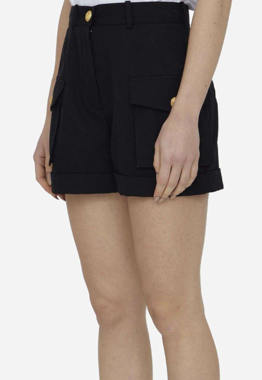 Shorts * | Balmain Grain De Poudre Cargo Shorts Black