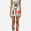 Evening * | Dolce & Gabbana Sweetheart Patchwork Cotton Mini Dress Multicolor