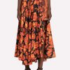 Skirts * | Roberto Cavalli Silk Rose And Python-Print Asymmetric Skirt Orange