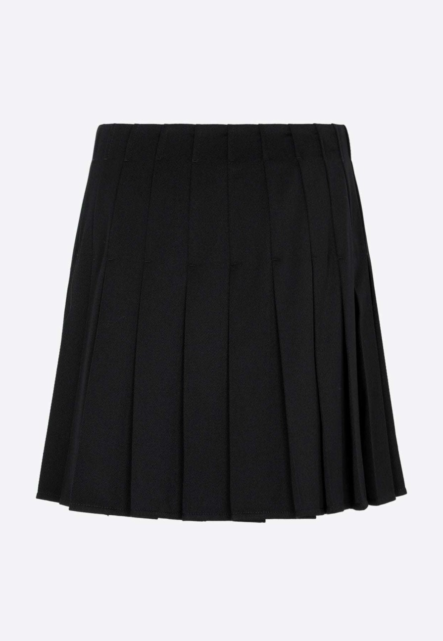 Skirts * | Bottega Veneta Pleated Wool Gabardine Wool Black