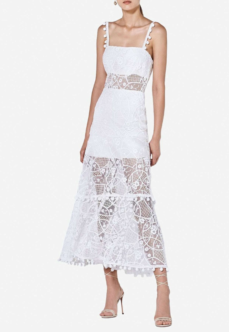 Evening * | Alexis Lucila Laced Midi Dress White