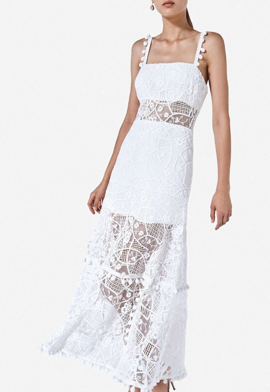 Evening * | Alexis Lucila Laced Midi Dress White