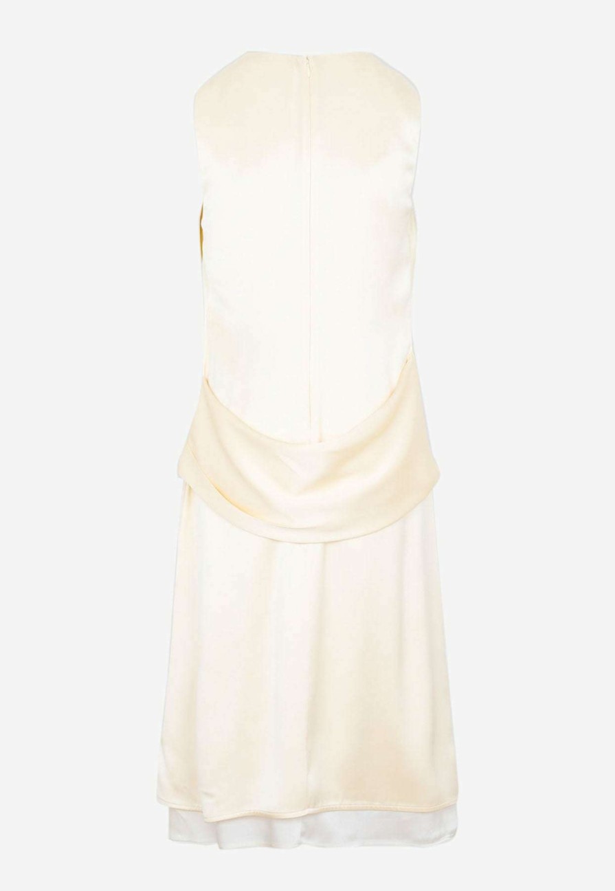 Dresses * | Jil Sander Sleeveless Drape Midi Dress In Silk Cream