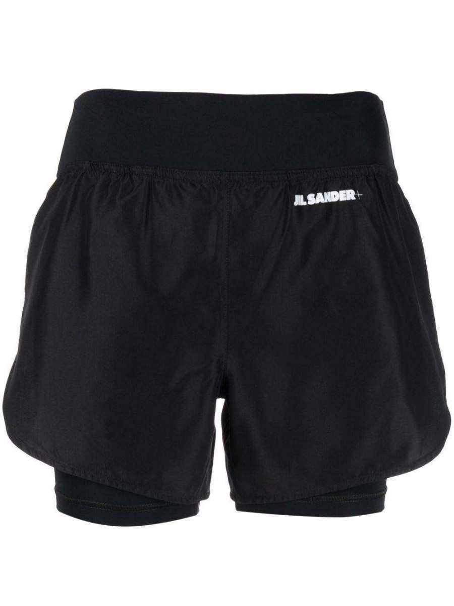 Shorts * | Jil Sander Logo Print Trail Shorts Black