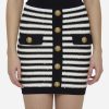 Skirts * | Balmain High-Waist Buttoned Knit Skirt Monochrome