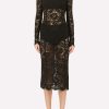 Evening * | Dolce & Gabbana Lace Scalloped Detailing Midi Dress Black