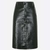 Skirts * | Chloe A-Line Skirt In Croc-Embossed Leather Olive