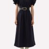 Dresses * | Chloe Wing-Sleeved Midi Dress Navy